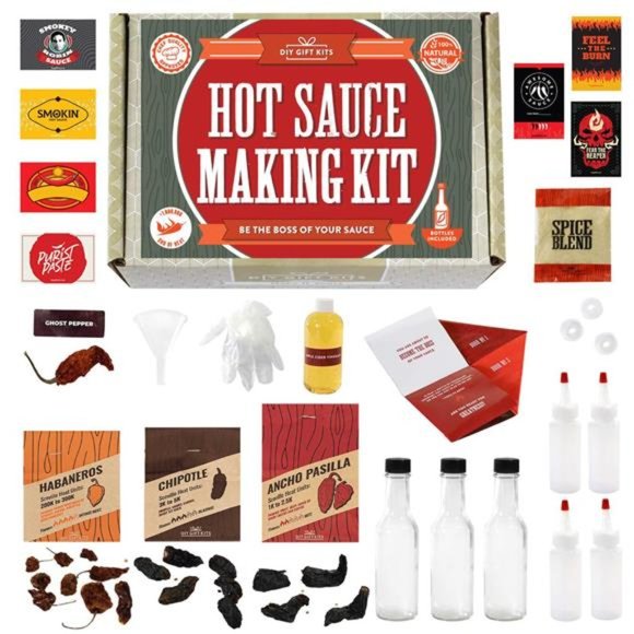 DIY Gift Kits Standard Hot Sauce Making Kit with 3 Recipes, Bottles & More